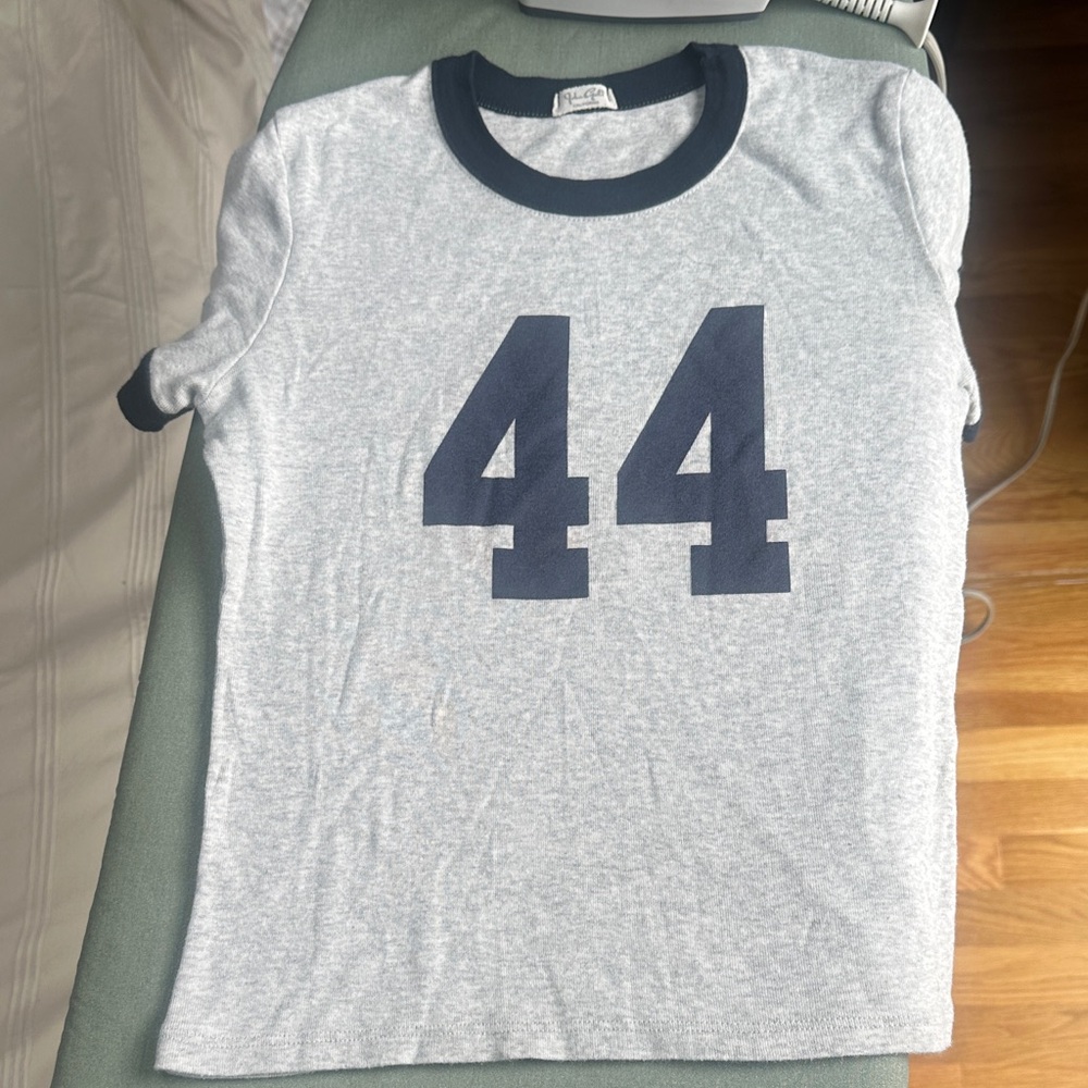 Brandy Melville Gray and Black Ringer Tee